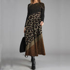 Casual Leopard Print Long Sleeved Maxi Dress Women