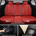 Coverado Leather Seat Covers Full Set, 5 Seats Universal Waterproof Luxury Leatherette Cushions for Cars, Front and Rear Seat Protectors, Auto Seat Covers Fit for Most Vehicles Red