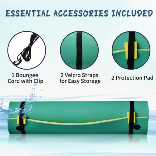 9 X 6 Ft Floating Water Mat Foam Pad Lake Floats Lily Pad, 3-Layer Xpe Water Pad With StoraStraps For Adults Outdoor Water Activities