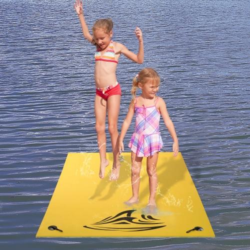 9 X 6 Ft Floating Water Mat Foam Pad Lake Floats Lily Pad, 3-Layer Xpe Water Pad With StoraStraps For Adults Outdoor Water Activities