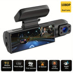 Dash Camera Front And Inside With 32G SD Card, 3.16inch Dash Cam 1080P, G Sensor High Definition Night Vision Loop Recording Wide Angle Car DVR