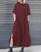 womens casual summer solid long shirt dress