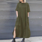 womens casual summer solid long shirt dress