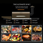 Pellet BBQ Grill 8 in 1 Grill Smoker Outdoor 600sq in CooArea