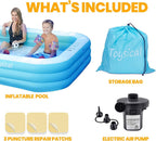 toysical inflatable pool with pump - 118 x 72 x 22 swimming pools for kids and adults or the entire family - more durable than other blow up pools for adults - includes patches