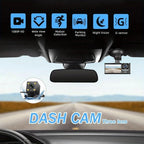 3 Channel Dash Cam Front And Rear Inside, 1080P Car DVR Camera Video Recorder G-Sensor Night Vision/ParMonitor/Accident Lock/Loop Recording
