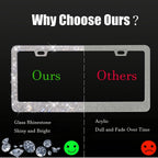 1 Pc Bling  License Plate Frames - Glass Rhinestone Car Tag Holder For Women,Metal Rhinestone Sparkly Car Plate Frame With Bolts,Bling Screws Caps