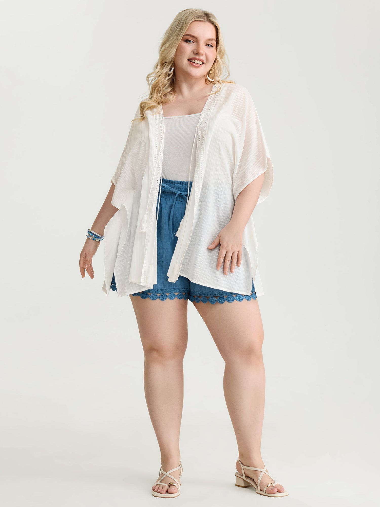 Pure Cotton Tassels Sheer Kimono