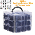 680 Pcs Car Push Retainer Clips Kit - Plastic Door Panel Fasteners, Fender Bumper Clips &amp; Most Popular Sizes Auto Push Pin