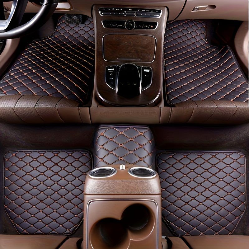 5pcs Car Floor Mats, Universal Waterproof Front &amp; Rear Seats Floor Mats, PU Leather Car Interior Accessories