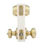 Juno Polished Brass Exterior Entry Door Knob and Double Cylinder Deadbolt Combo Pack Featuring SmartKey Security