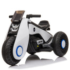 6V Kids Ride On Motorcycle Car Battery Powered 3 Wheels Bicycle Electric Toy, Double Drive Ride On Toys Motorized Cars for Kids, Christmas Gifts Car for Boys Girls 2-6 to Ride on Park, White, Q6874