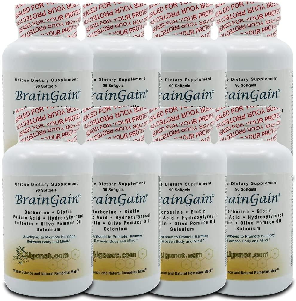 BrainGain 8 btl Package, Formula of Luteolin & Key Ingredients in Olive Pomace Oil with EVOO. Helps Support The Body in Reducing Oxidative Stress & Inflammation While Increasing Cognitive Function
