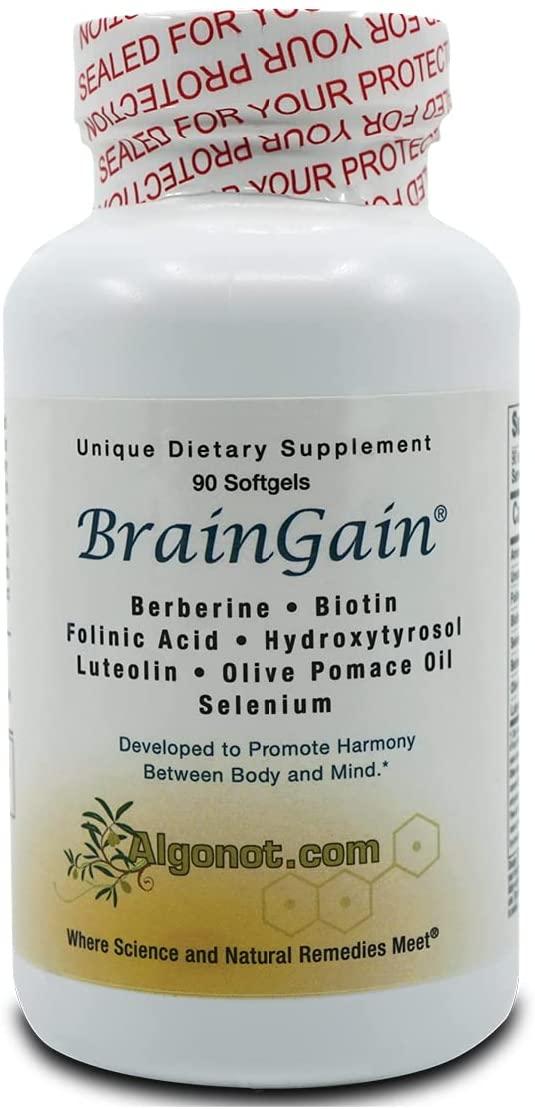 BrainGain 8 btl Package, Formula of Luteolin & Key Ingredients in Olive Pomace Oil with EVOO. Helps Support The Body in Reducing Oxidative Stress & Inflammation While Increasing Cognitive Function