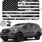 Autoamerics 1-Piece Windshield Sun Shade B&amp;W Camo American Flag USA  - Foldable Car Front Window Sunshade for Most Sedans SUV Truck - Blocks Max UV Rays and Keeps Your Vehicle Cool - Medium