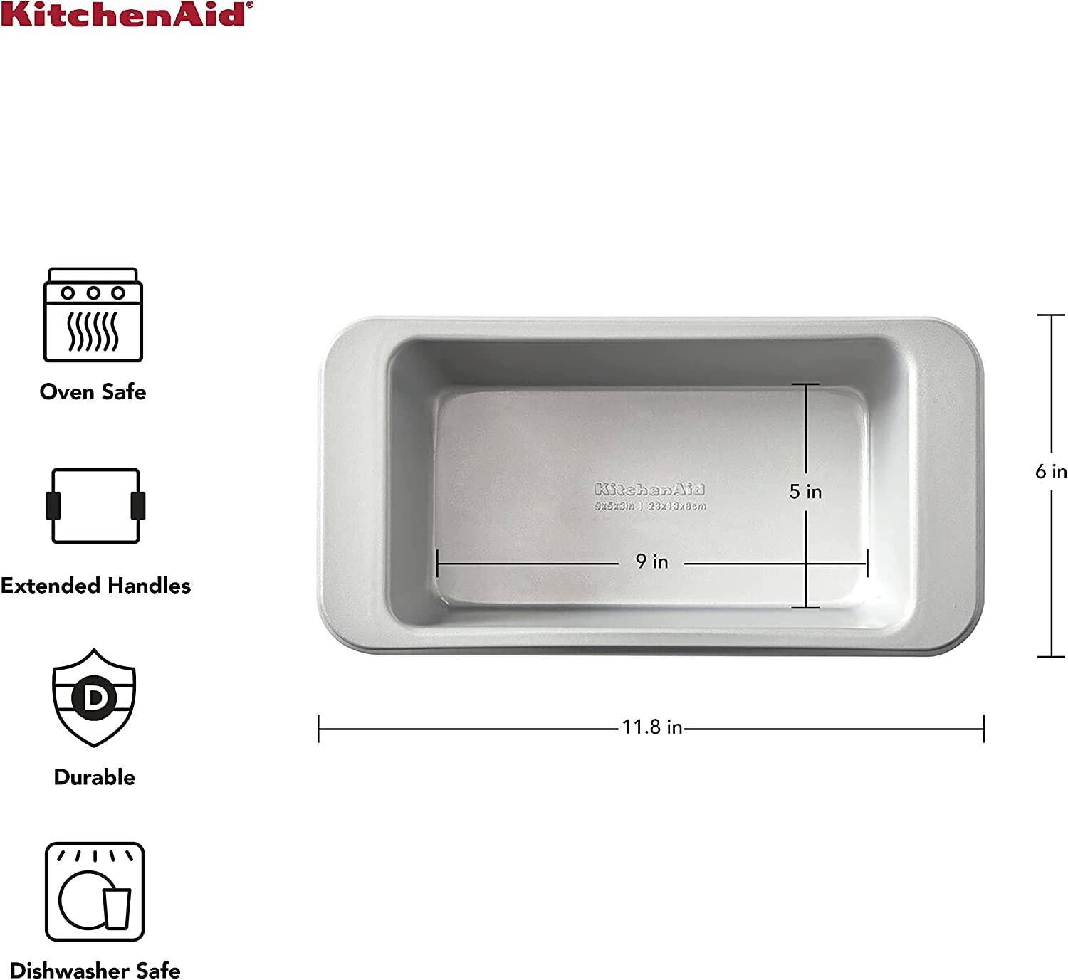 KitchenAid Nonstick Aluminized Steel Loaf Pan, 9x5-inch, Silver