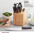 KitchenAid Classic 12-Piece Block Set with Built-in Knife Sharpener, Natural