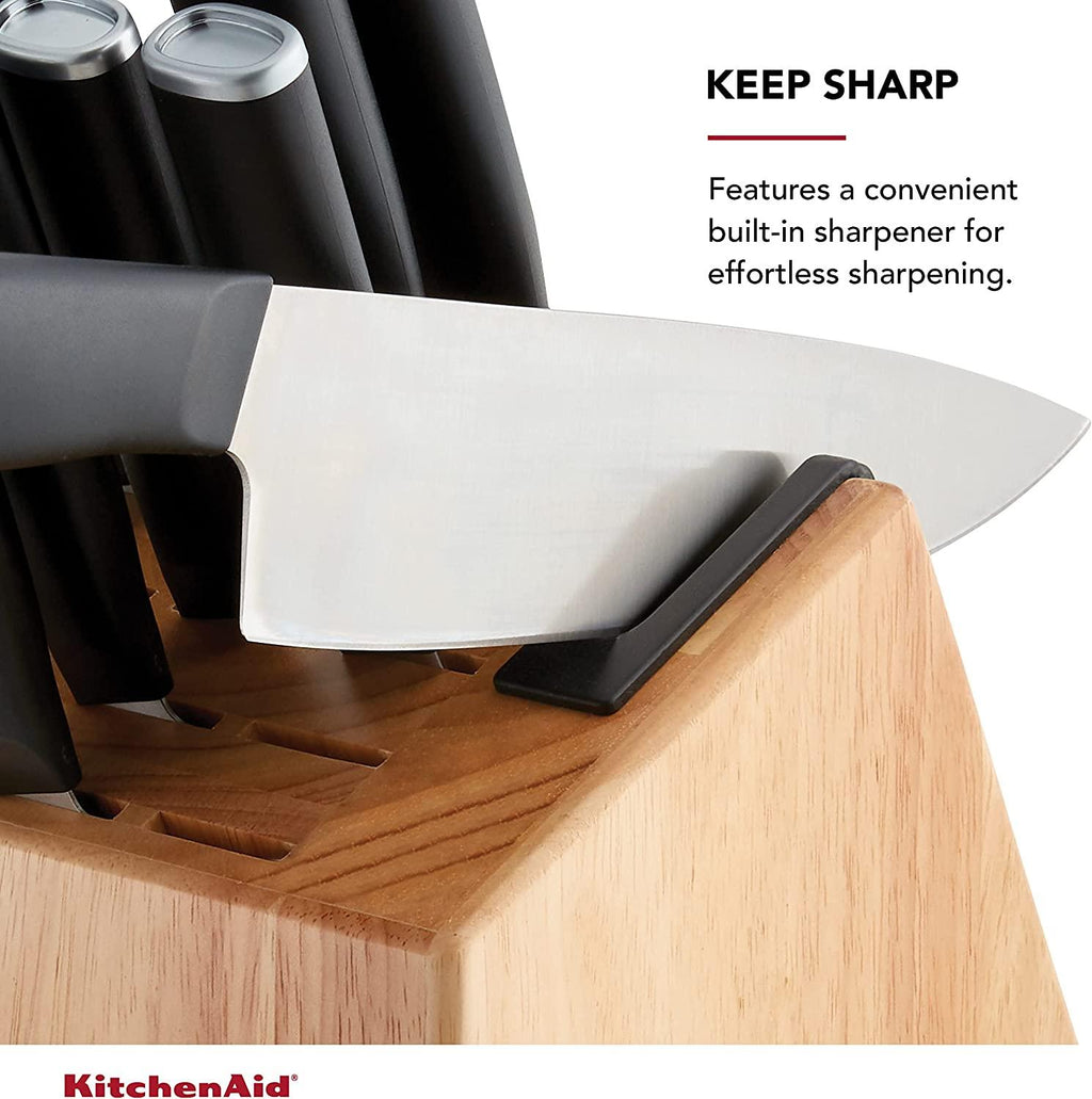 KitchenAid Classic 12-Piece Block Set with Built-in Knife Sharpener, Natural