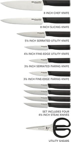KitchenAid Classic 12-Piece Block Set with Built-in Knife Sharpener, Natural