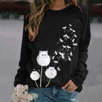 Women's fashion casual cat dandelion sweater