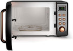 Retro Countertop Microwave Oven, Lar0.7Cu.ft, 700-Watt, Cold Rolled Steel Countertop with Time Setting, Glass Turntable Plate, Pre-Programmed CooSettings, LED Display, Child Lock (Rose Gold)