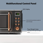 Retro Countertop Microwave Oven, Lar0.7Cu.ft, 700-Watt, Cold Rolled Steel Countertop with Time Setting, Glass Turntable Plate, Pre-Programmed CooSettings, LED Display, Child Lock (Rose Gold)