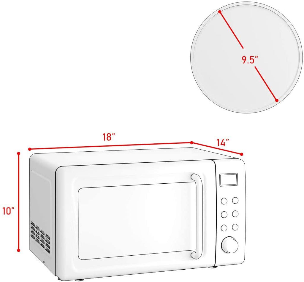 Retro Countertop Microwave Oven, 0.7Cu.ft, 700-Watt, Cold Rolled Steel Plate, 5 Micro Power, Delayed Start Function, with Glass Turntable & Viewing Window, LED Display, Child Lock (Green)