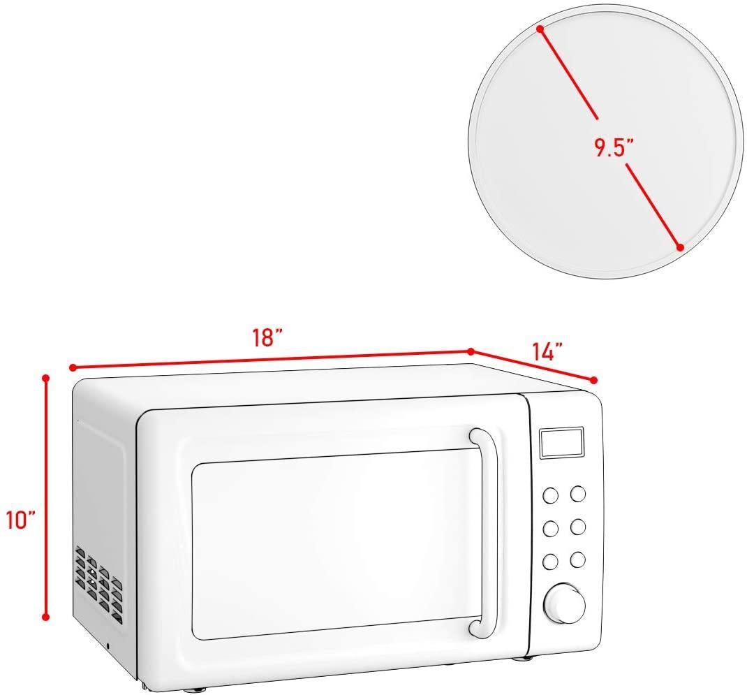 Retro Countertop Microwave Oven, 0.7Cu.ft, 700-Watt, Cold Rolled Steel Plate, 5 Micro Power, Delayed Start Function, with Glass Turntable & Viewing Window, LED Display, Child Lock (Green)