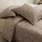 HeimenAogo Egyptian Cotton Duvet Cover Queen Size Sateen Weave, Silky Soft Boho Duvet Cover Zipper Closure, Long Staple Cotton Bed Linen Paisley Pattern 3Pcs