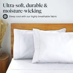 LuxClub 7 PC Extra Deep Pocket Split King Sheets &amp; Pillowcases Set - Hotel Bedding Silky Soft Eco Friendly Wrinkle Free Ultra Soft Cooling Bed Sheet Set deep Pocket up to 21" (Split King, White)