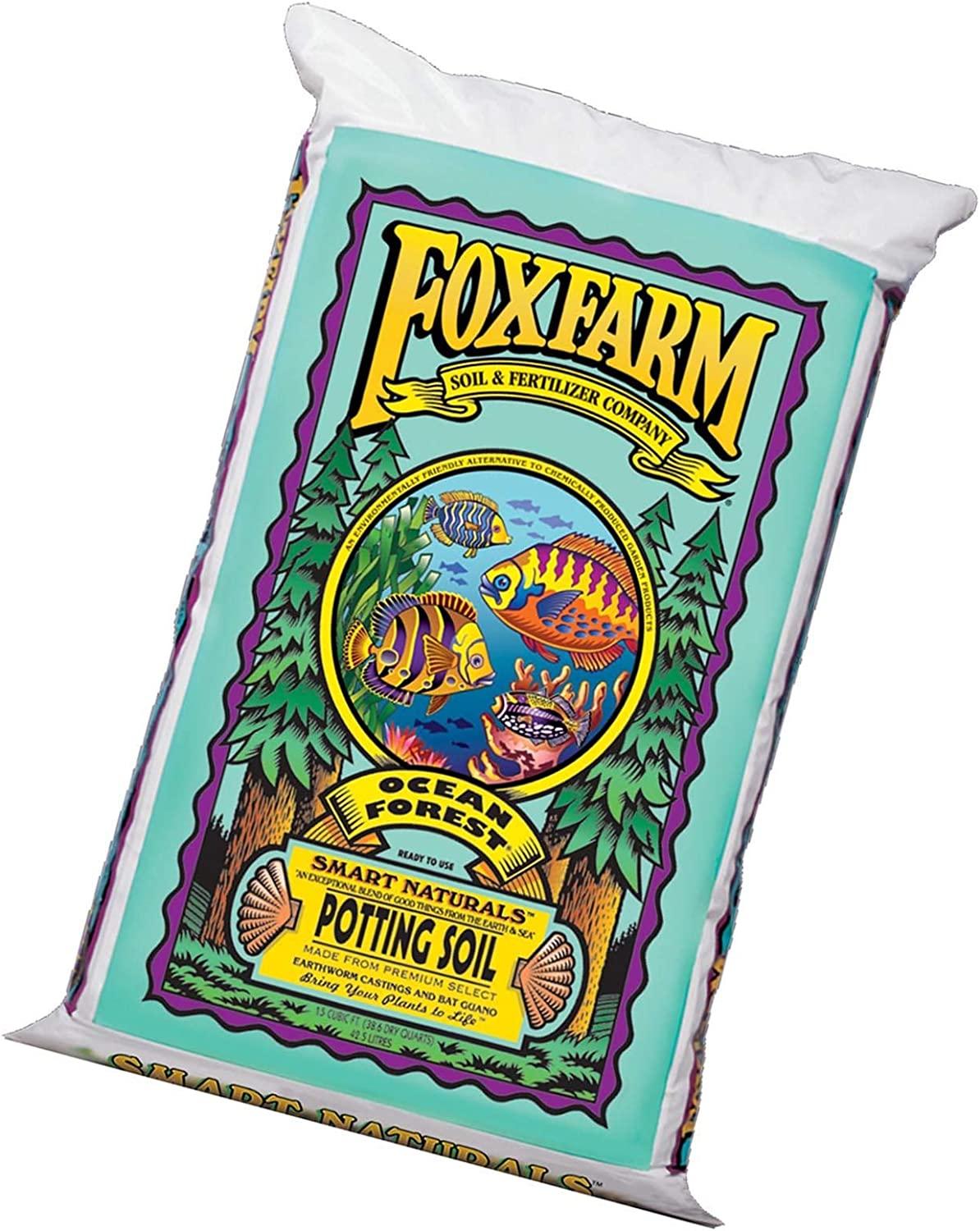 FOXFARM FX14000 Ocean Forest Indoor/Outdoor Garden Potting Soil Bags 6.3-6.8 pH, 1.5 Cubic Feet, 40 pounds for Plants (6 Pack