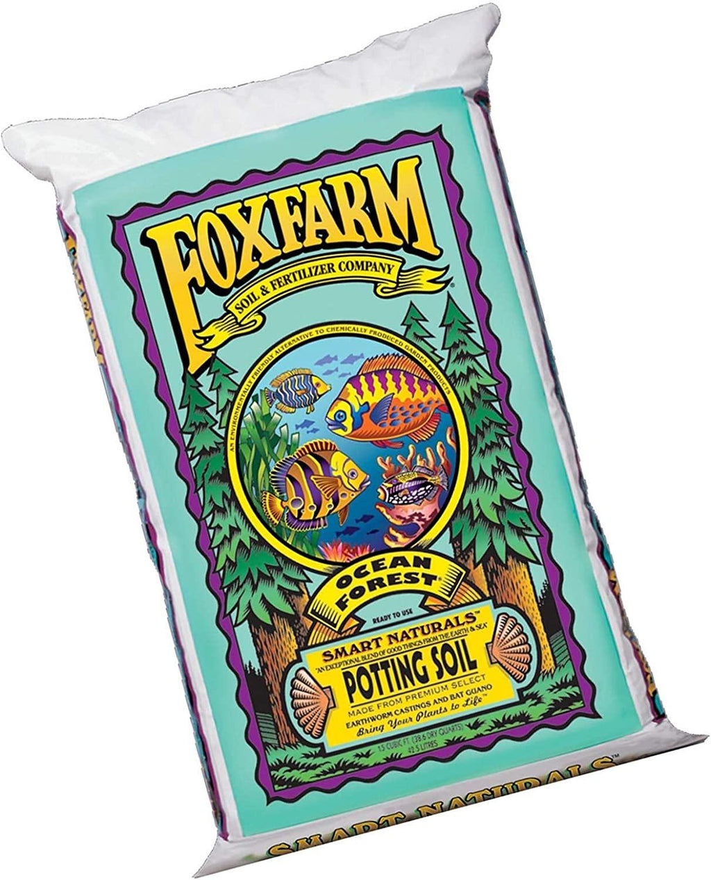 Foxfarm FX14000 Ocean Forest Indoor/Outdoor Garden Potting Soil Bags 6.3-6.8 pH, 1.5 Cubic Feet, 40 pounds for Plants (3 Pack)