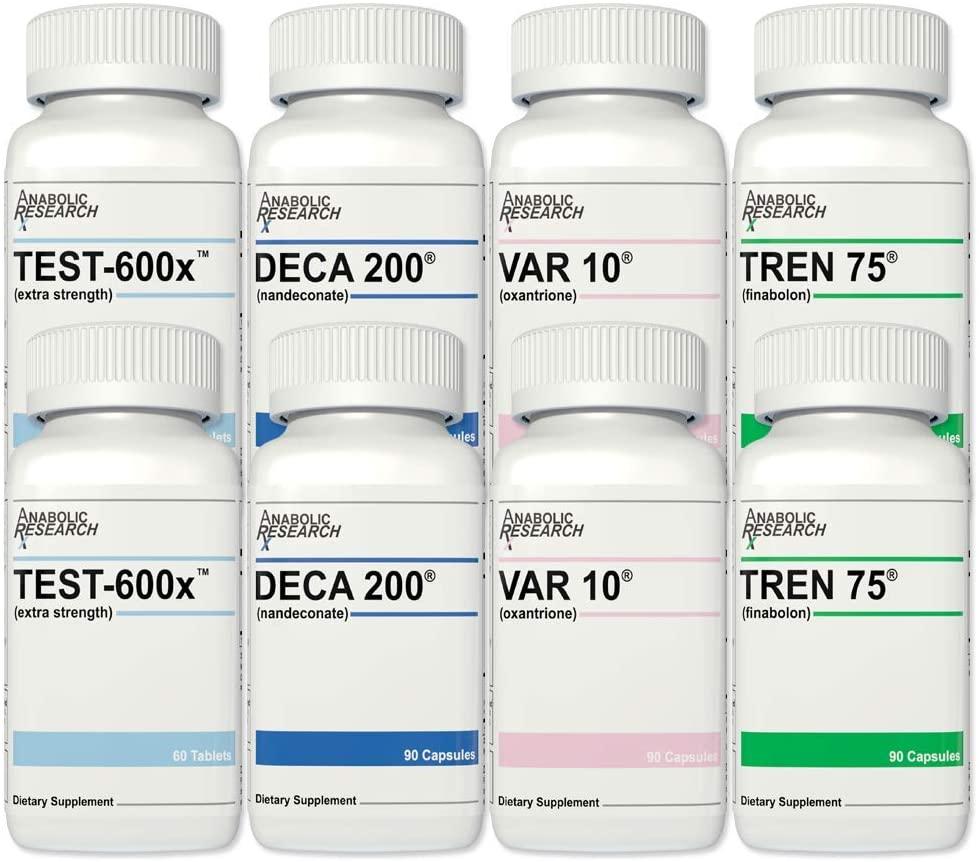 Strength Stack +Plus (Testosterone Enhancement System) - Strength, Power, Muscle Hardening, Recovery - Test-600x™, Deca 200®, VAR 10®, Tren 75® - 2 Month Supply from Anabolic Research™