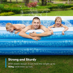 inflatable swimming pool, hesung 118" x 69" x 21" full-sized family kiddie blow up pool for kids, adults, baby, children, thick wear-resistant big above ground, garden, backyard water party for age 3+