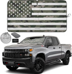 Autoamerics 1-Piece Windshield Sun Shade Green Camo American Flag USA  - Foldable Car Front Window Sunshade for Most Sedans SUV Truck - Blocks Max UV Rays and Keeps Your Vehicle Cool - Large
