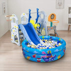 3 rings kiddie pool for toddler, 48”x12”, kids swimming pool, inflatable baby ball pit pool, small infant pool (blue)