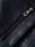 mens washed pu leather zip up pocket detachable hooded elastic hem thick jackets