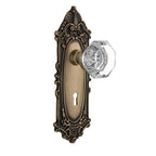 Victorian Plate Interior Mortise Waldorf Door Knob in Antique Brass