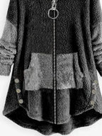 Contrasting Hooded Zipper Warm Coat