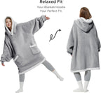 Bedsure Wearable Blanket Hoodie - Sherpa Fleece Hooded Blanket for Adult as A Gift, Warm &amp; Comfortable Blanket Sweatshirt with Giant Pocket both Indoors and Outdoors (Standard, Grey)
