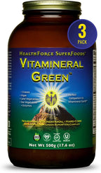 HealthForce SuperFoods Vitamineral Green - 500 Grams - Pack of 3 - All-Natural Green Superfood Complex with Vitamins, Minerals, Amino Acids & Protein - Organic, Vegan, Gluten Free - 150 Total Servings