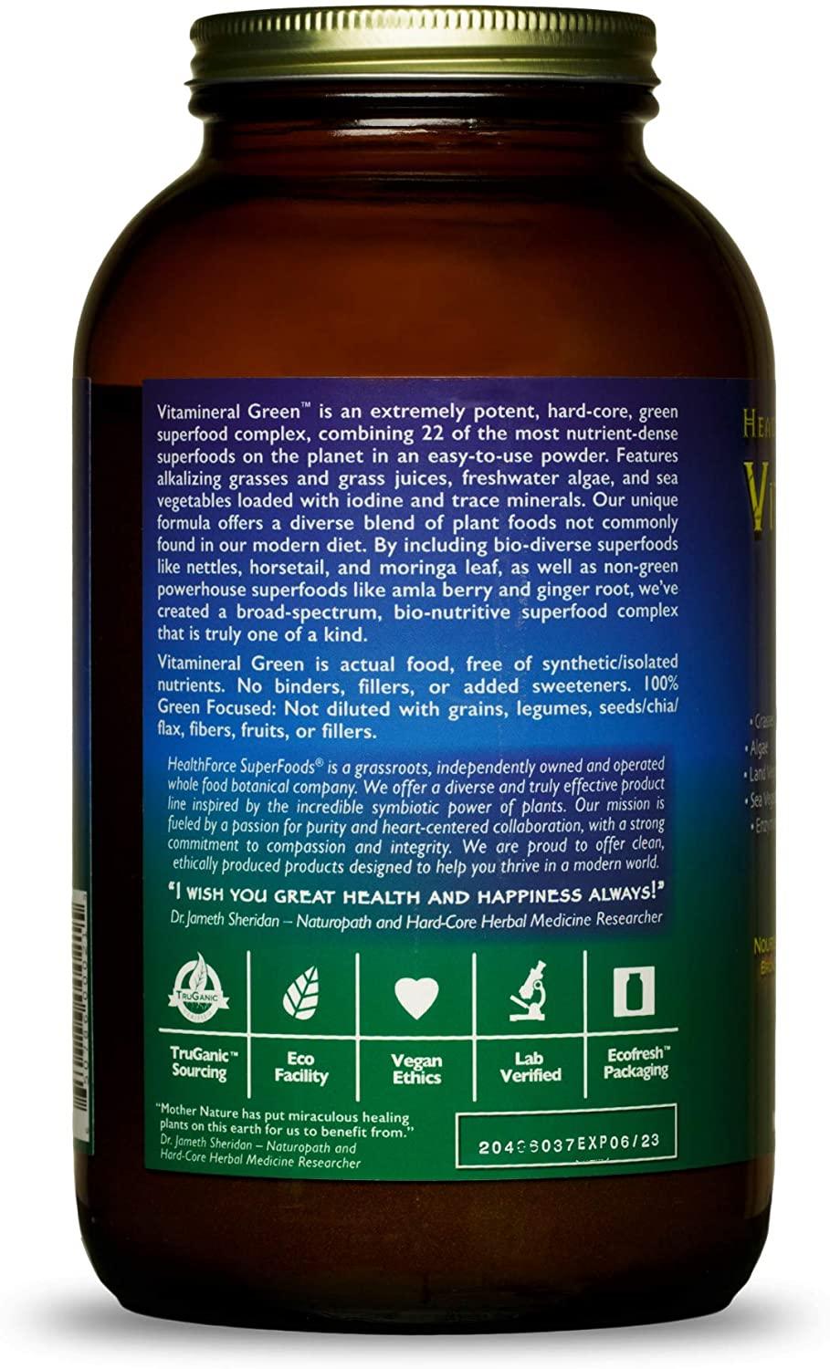 HealthForce SuperFoods Vitamineral Green - 500 Grams - Pack of 3 - All-Natural Green Superfood Complex with Vitamins, Minerals, Amino Acids & Protein - Organic, Vegan, Gluten Free - 150 Total Servings