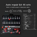 YUOP Hand Tools 46 in 1 Wrench Batch Head Hand Tool Set Ratchet Carbon Steel Pawl Socket Spanner Screwdriver Motorcycle Car Repair Tool Set (Color : Green, Number of Pieces : 46Pcs)