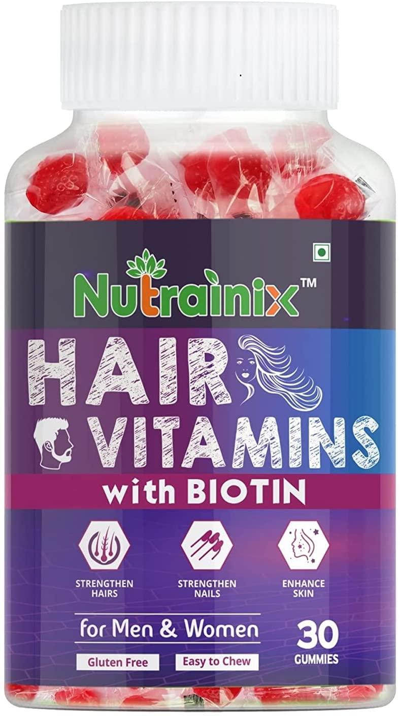 BAVI Biotin Hair Vitamins Gummies for Healthy Hairs, Glowing Skin and Shiny Nails | for Men and Women - 30 Vegetarian Gummies
