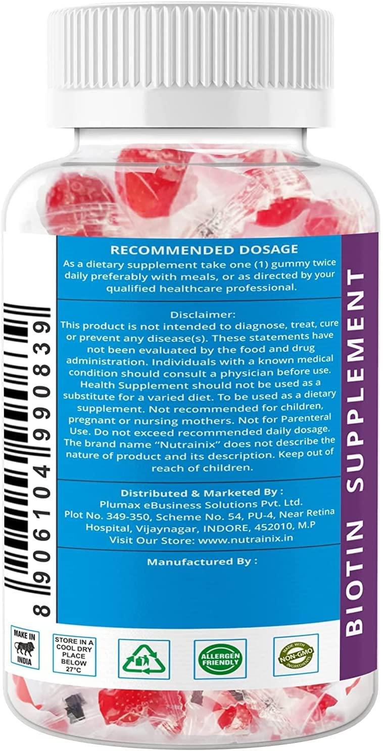BAVI Biotin Hair Vitamins Gummies for Healthy Hairs, Glowing Skin and Shiny Nails | for Men and Women - 30 Vegetarian Gummies