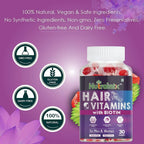 BAVI Biotin Hair Vitamins Gummies for Healthy Hairs, Glowing Skin and Shiny Nails | for Men and Women - 30 Vegetarian Gummies