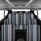 Pariitadin Baja Saddle Blanket Car Seat Covers Full Set with Seat Belt Pads, Washable Breathable Striped Woven Cloth Seat Covers for Cars Interior, Universal Fit Most Cars, Airbag Compatible, Blue