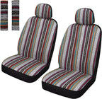 Pariitadin Baja Saddle Blanket Car Seat Covers Front Set with Seat Belt Pads, Washable Breathable Striped Woven Cloth Seat Covers for Cars, Universal Fit Most Cars, Airbag Compatible, Red