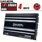 KUERL 4 Channel AB Class 12V Car Amplifier , 5800W Power Stereo Amplifier, Car Audio Amplifier To Drive Subwoofers And Speakers
