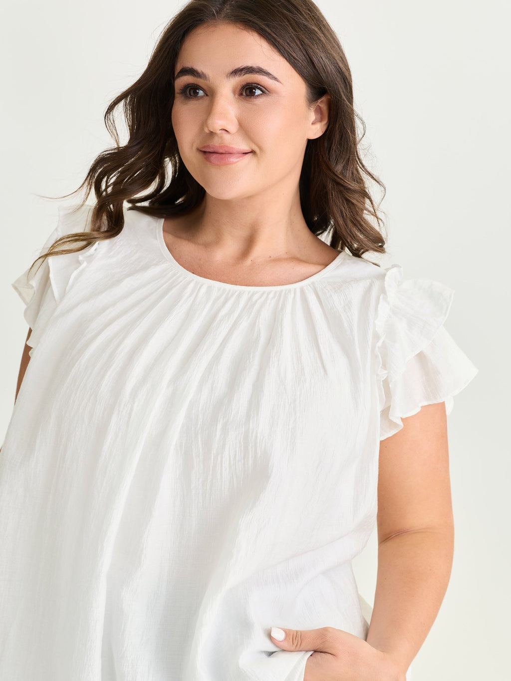 Supersoft Lotus Leaf Sleeve Flowy Blouse